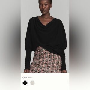 NEW small fits medium Anthropologie Maeve Black Draped cashmere blend Sweater